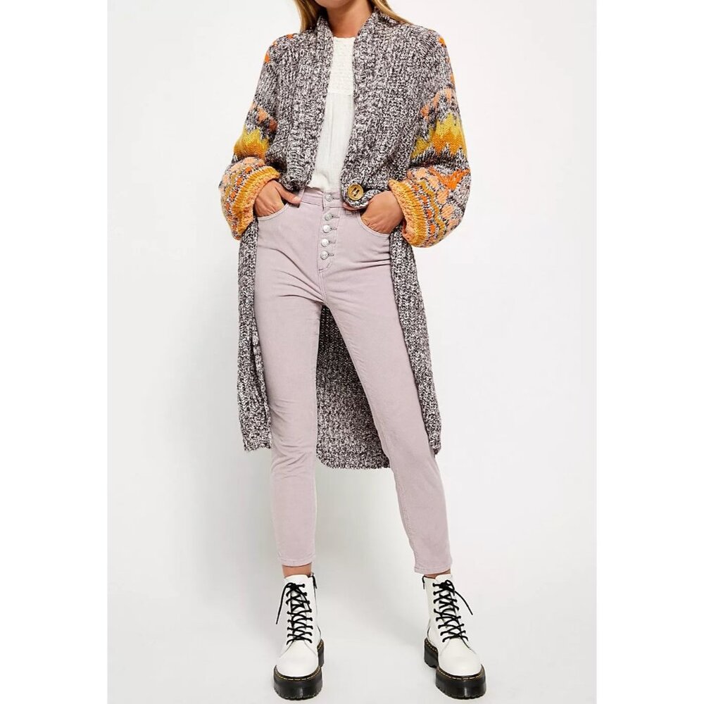 Free People We The Free Sun Chaser Skinny Corduroy Button-Fly Pants Lavender 29